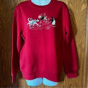 Women’s HOLIDAY EDITIONS red Christmas sweatshirt with embroidered ANIMALS small